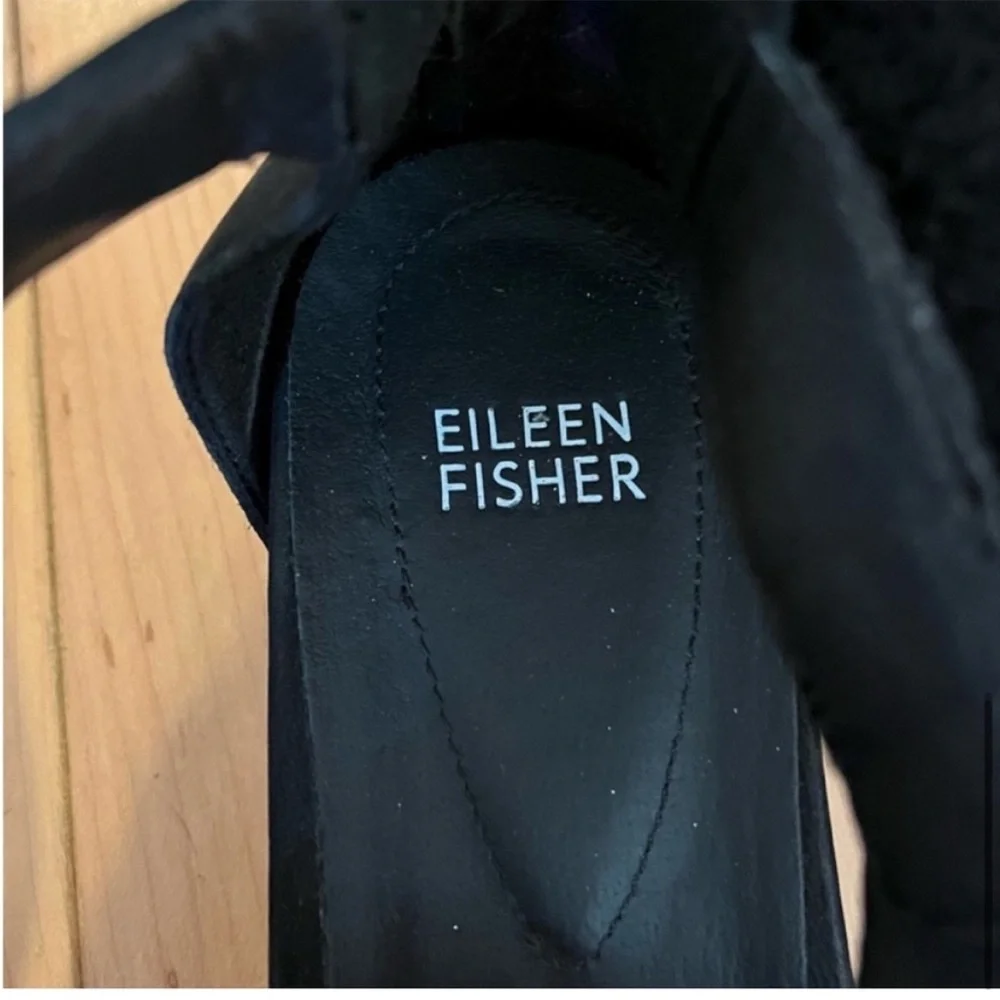 Eileen Fisher Skill Tumbled Nubuck Black Sneaker Sandals size ten (10)